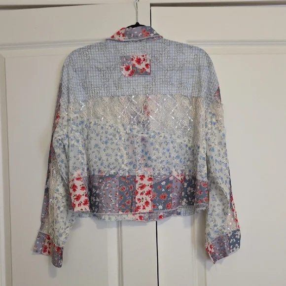 POL Multicolor Patchwork Button Down Shirt - Picture 2 of 3
